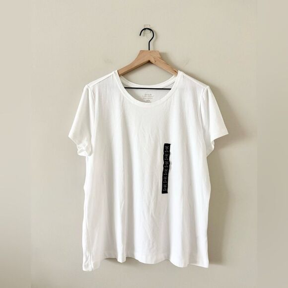 NWT Banana Republic Timeless Tee Cotton Blend Short Sleeve in White - Size XL - Picture 2 of 7